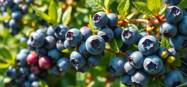 Tekoälyn luoma kuva pensasmustikasta.